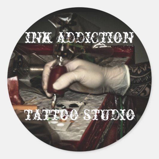 Ink Addiction Tattoo Studio Ronde Sticker (Voorkant)