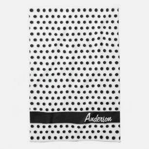 Ink Black Polkadot Pattern Theedoek