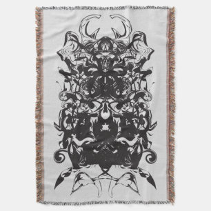 Ink Blot Art Zwart Symmetrisch Abstract Deken