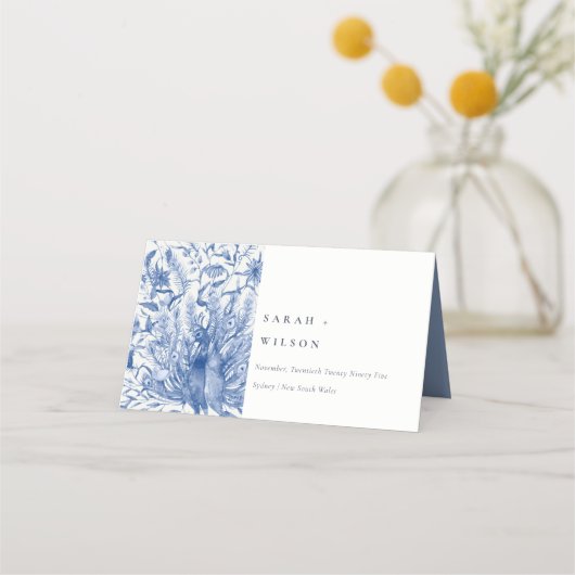 Ink Blue Classy  Waterverf Peacock Wedding (Voorkant)