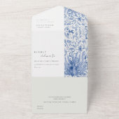 Ink Blue Classy  Waterverf Peacock Wedding All In One Uitnodiging (Buitenkant)