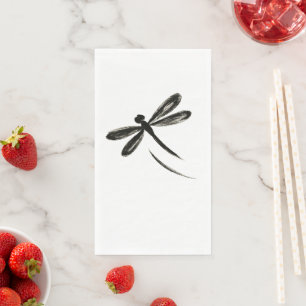 Ink Brush Libel – Minimalistische Insectenkunst op Servet
