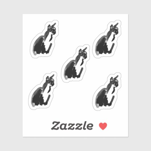 Ink Cartoon Cat Drawing Custom-Cut Vinyl Stickers (Vel)