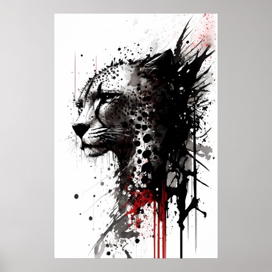 Ink Cheetah Portrait Poster (Voorkant)