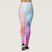 Ink Cloud Swirl Abstract Trendy Violet Blue Paars Leggings (Achterkant)