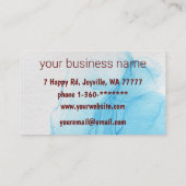 Ink Cloud Swirl Trendy Modern Aqua Blue Brown Text Visitekaartje (Achterkant)