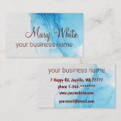 Ink Cloud Swirl Trendy Modern Aqua Blue Brown Text Visitekaartje (Voorkant / Achterkant)
