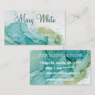 Ink Cloud Swirl Trendy Modern Blauwgroen Olive Gre Visitekaartje