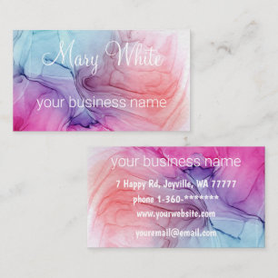 Ink Cloud Swirl Trendy Modern Blue Peach Paars Visitekaartje
