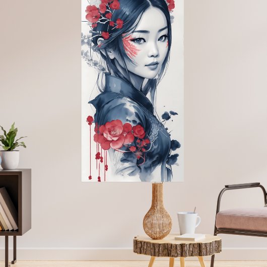 Ink drawing of Vietnamese Lady Poster (Woonkamer 3)