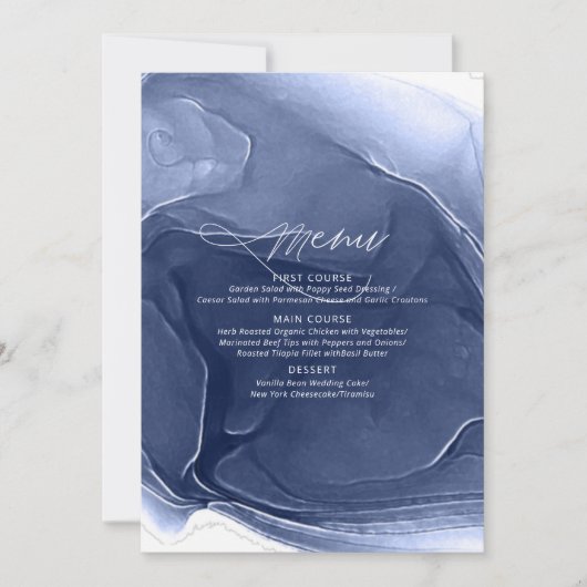 Ink Flow Wedding Menu Blue ID762 (Voorkant)