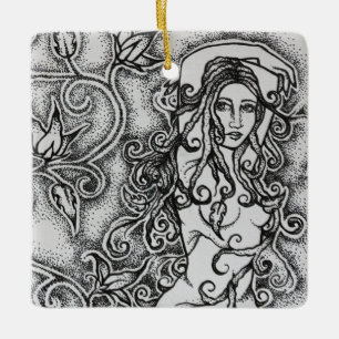 Ink Goddess Pagan Art opruimen Keramisch Ornament