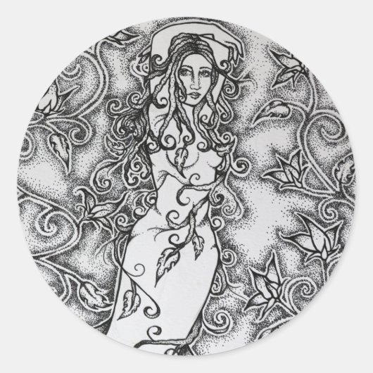 Ink Goddess Pagan opruimen Ronde Sticker (Voorkant)