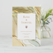 Ink Gold Aesthetic Chic Wedding Invitation (Debout devant)
