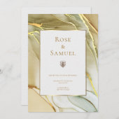 Ink Gold Aesthetic Chic Wedding Invitation (Devant / Derrière)