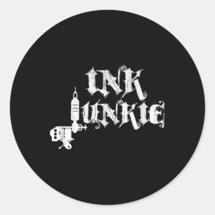 Ink Junkie Tattoo Artist Machine Ronde Sticker