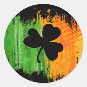 Ink Lucky Clover donkersticker Ronde Sticker