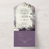 Ink Ombre Lila Ivory Silver Weddenschap All In One Uitnodiging (Binnen)