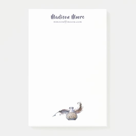  Ink & Quill Naam Gepersonaliseerd Post-it® Notes (Voorkant)