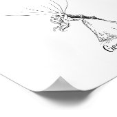 Ink Schets Bruiloft Paar Vingerafdruk Gastenboek Poster (Hoek)