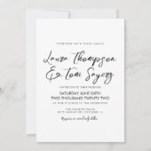 Ink Script Black White Modern Wedding Invitation Kaart (Voorkant)