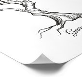 Ink Sketch Tree Bruiloft Vingerafdruk Gastenboek Poster (Hoek)