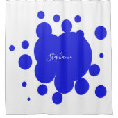 Ink Splash Blue Pattern White - monogram naam Douchegordijn (Voorkant)