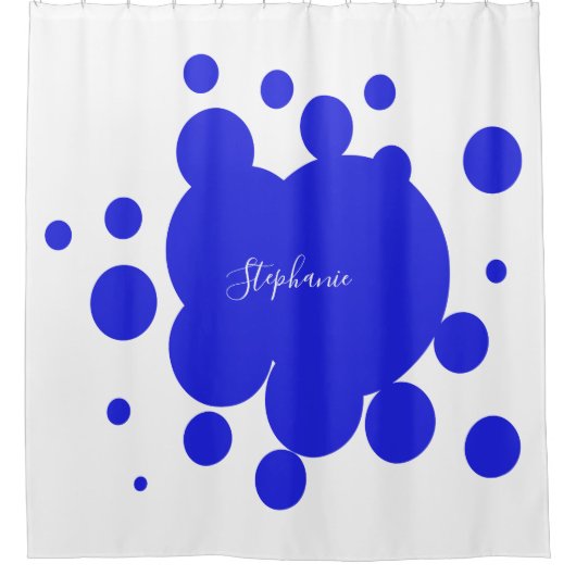 Ink Splash Blue Pattern White - monogram naam Douchegordijn (Voorkant)