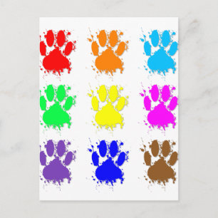 Ink Splatter Dog Paw Patroon Briefkaart