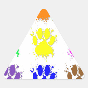 Ink Splatter Dog Paw Patroon Driehoek Sticker