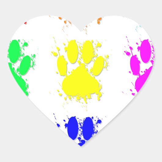 Ink Splatter Dog Paw Patroon Hart Sticker (Voorkant)