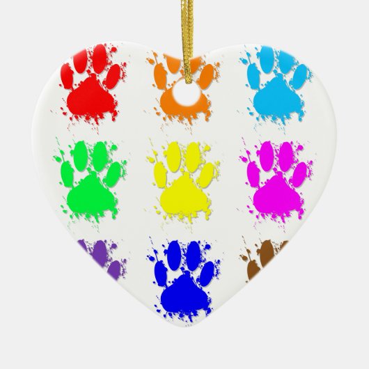 Ink Splatter Dog Paw Patroon Keramisch Ornament (Voorkant)
