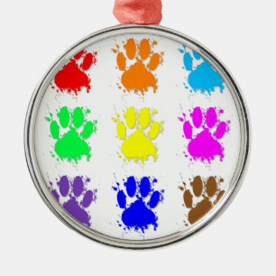 Ink Splatter Dog Paw Patroon Metalen Ornament