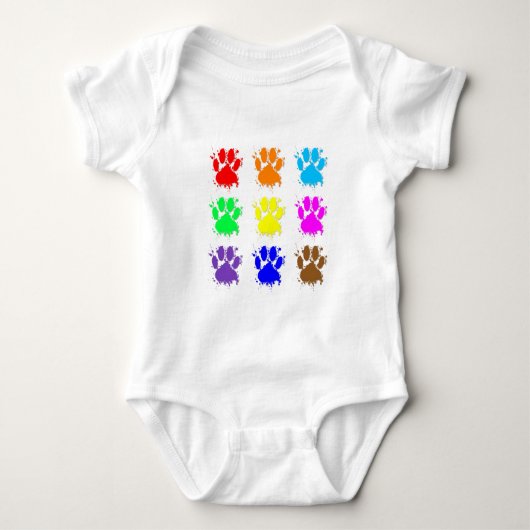 Ink Splatter Dog Paw Patroon Romper (Voorkant)
