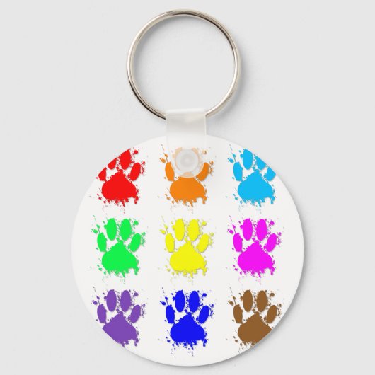 Ink Splatter Dog Paw Patroon Sleutelhanger (Voorkant)