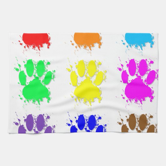 Ink Splatter Dog Paw Patroon Theedoek (Horizontaal)