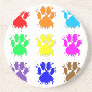 Ink Splatter Dog Paw Patroon Zandsteen Onderzetter