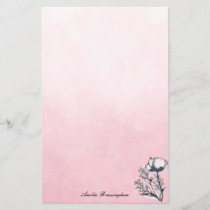 Inked Art Poppies op Roze Ombre