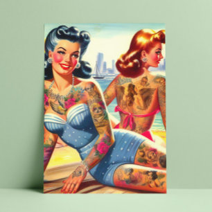 Inked Beach Meisjes Briefkaart