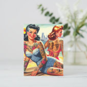 Inked Beach Meisjes Briefkaart (Staand voorkant)