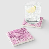 Inked Lilies Rosey Sky Stenen Onderzetter (Zijkant)
