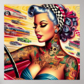 Inked Racing Girl Poster (Voorkant)