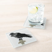 Inked Raven Glazen Onderzetter (Schuin)