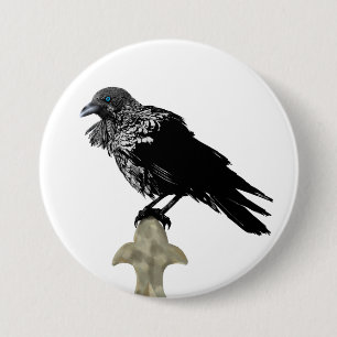 Inked Raven Ronde Button 7,6 Cm