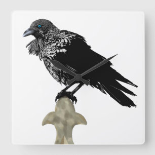 Inked Raven Vierkante Klok