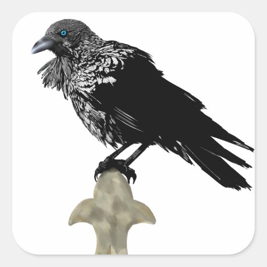 Inked Raven Vierkante Sticker (Voorkant)