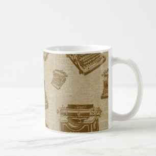 inkollage voor schrijfmachines koffiemok