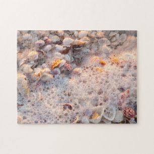 Inkomende branding en schelpen op Sanibel Island Legpuzzel