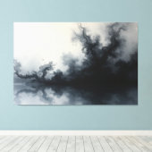 Inkstorm – Monochrome Abstract Fluid Art 60"x40" Canvas Afdruk (Insitu (Houten vloer))