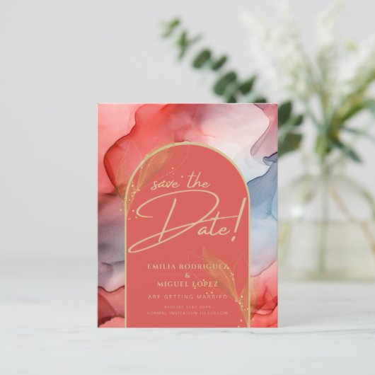 Inkt Abstract Oranje goudzeemacht bespaart de datu (Staand voorkant)